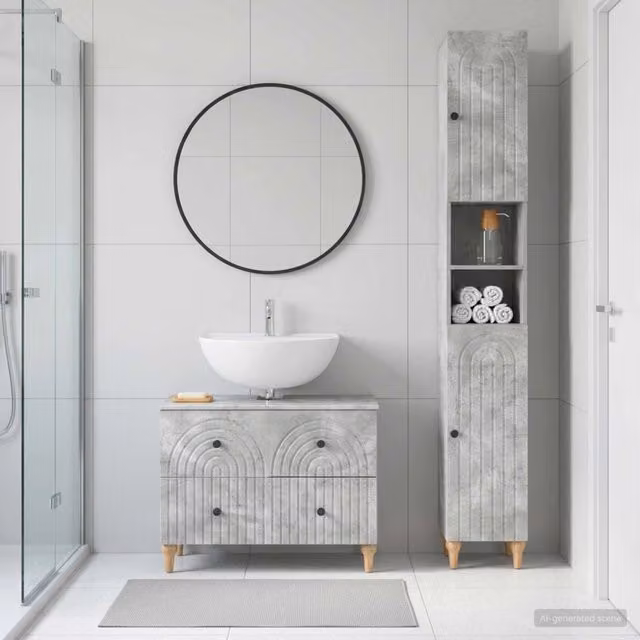 Set di Armadi da Bagno da 2 Pezzi ALKMAAR Grigio Cemento 3417507