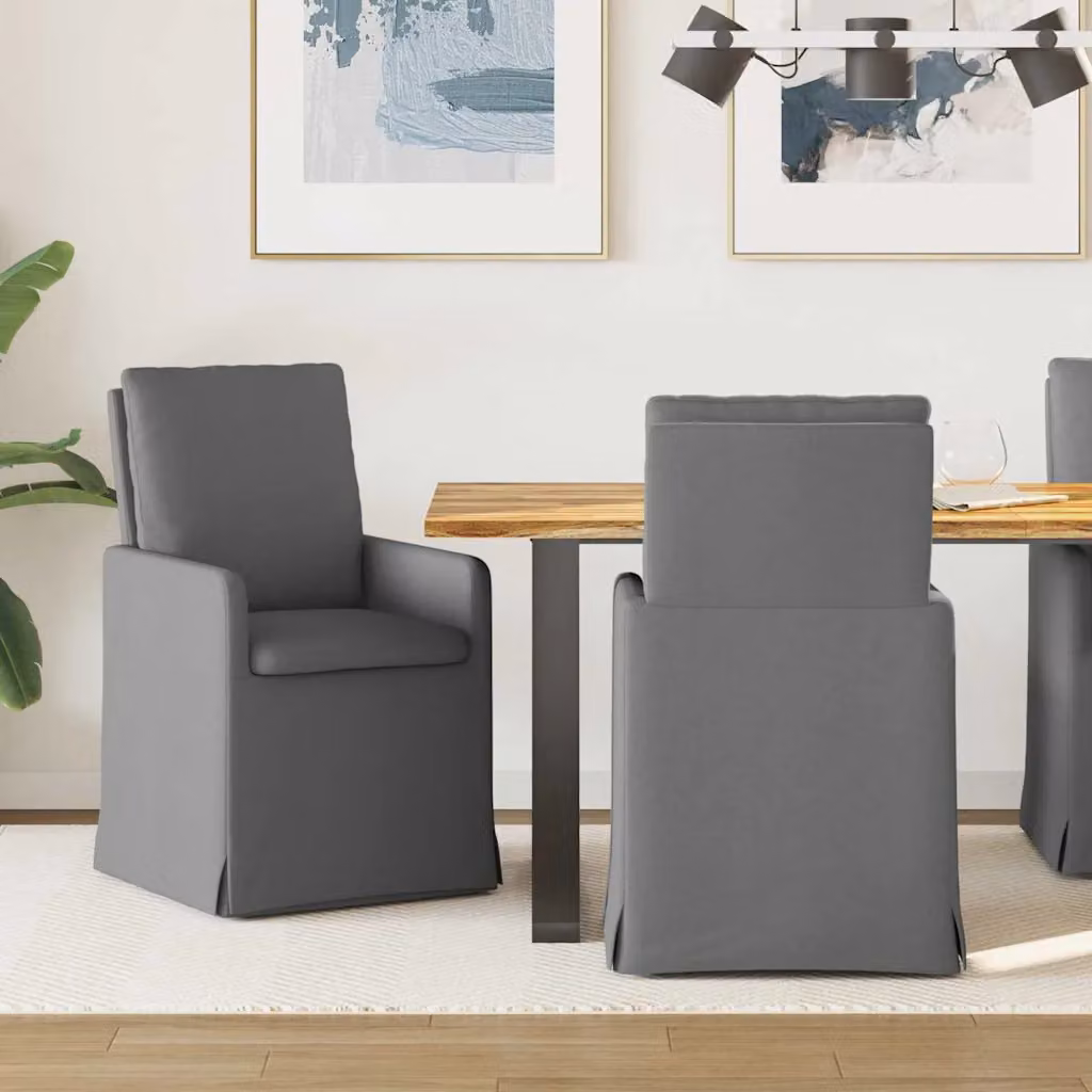 Set di 2 sedie da pranzo vidaXL in tessuto grigio con design moderno L/P/H: 57 x 67 x 98 cm – 1