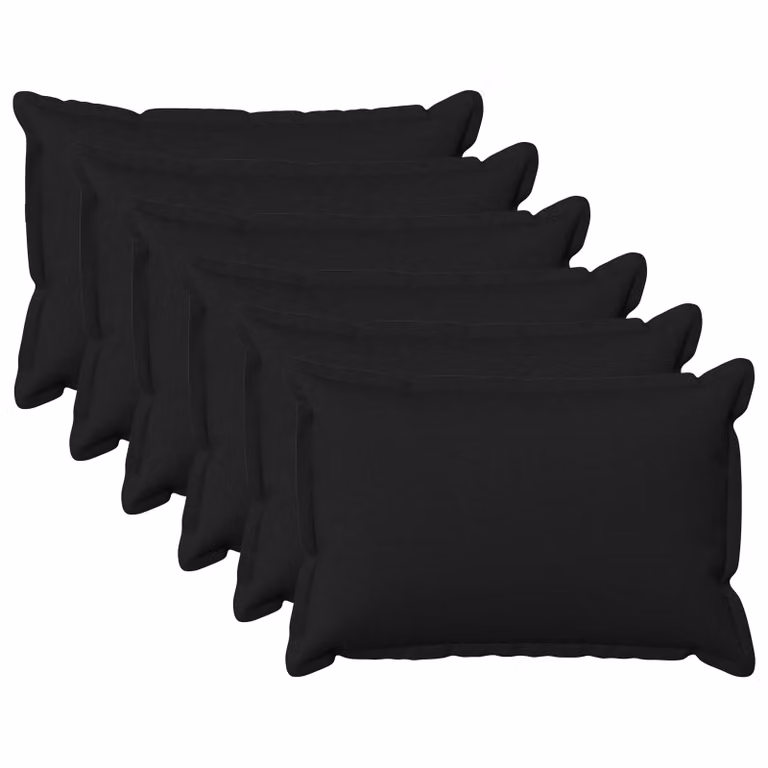 Set di 6 cuscini vidaXL HOUTEN neri in poliestere con fodera lavabile