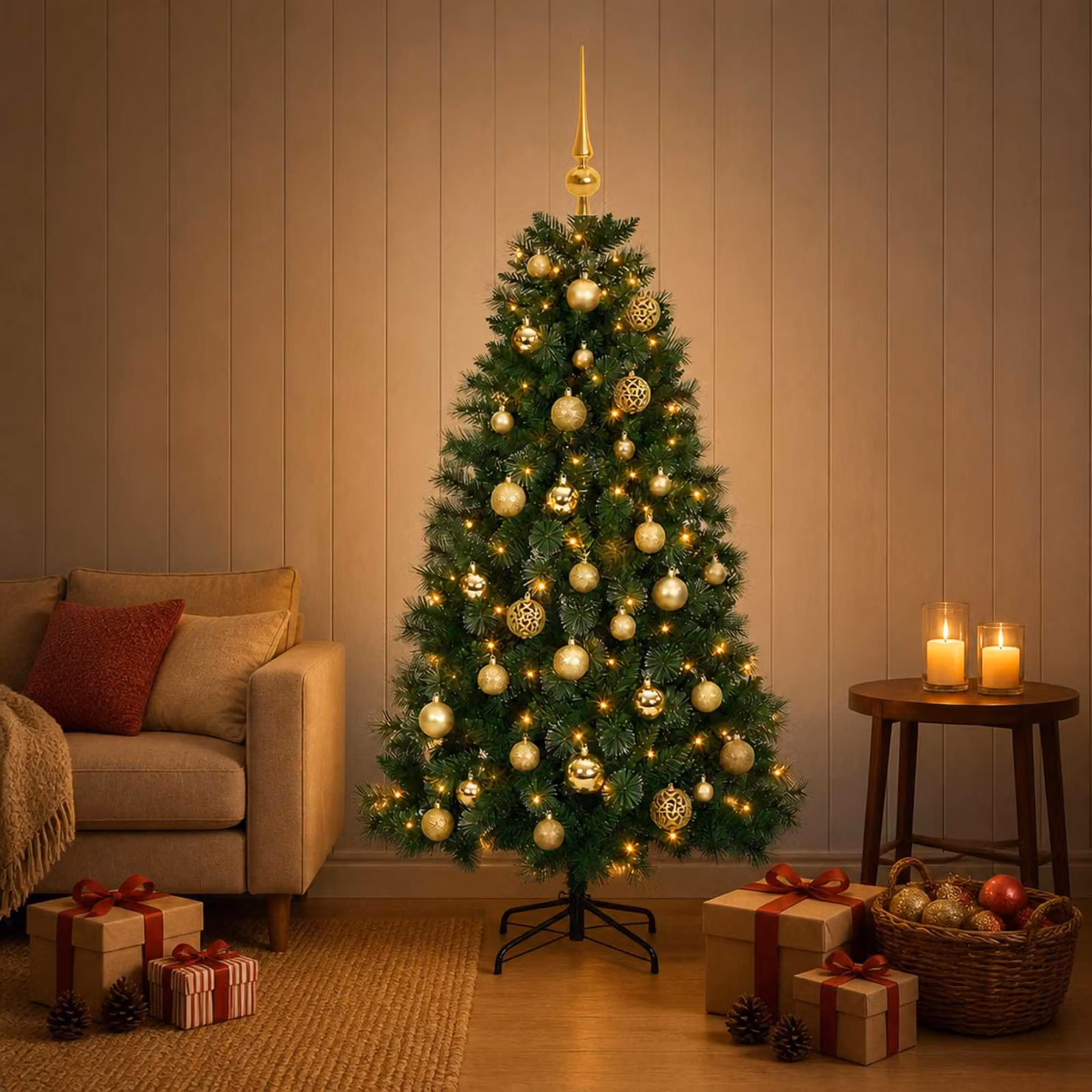 vidaXL Albero di Natale artificiale con palline 150 cm 150 LED