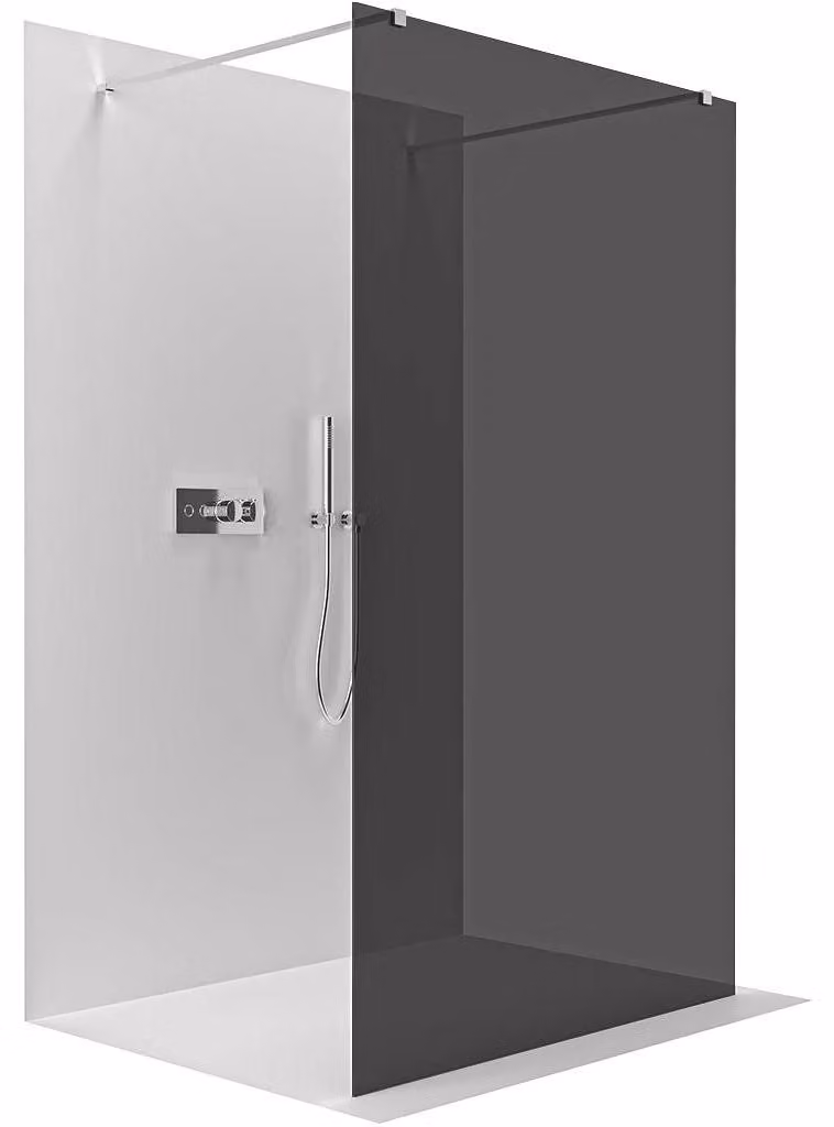 CERANO - Box doccia Walk-in Onyx Duo L/P - 8 mm - montante squadrato - cromo, vetro grafite - 160x200 cm