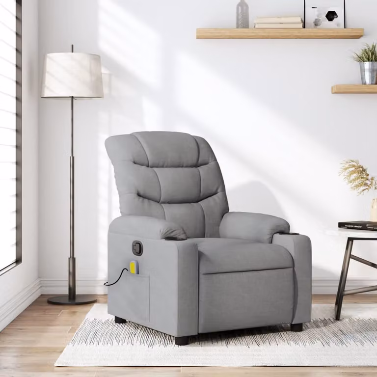 vidaXL Poltrona reclinabile relax in tessuto grigio con braccioli