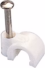 Set di 50 graffette fissacavo in nylon e acciaio Poly Pool per cavi tondi da 7,0 mm, colore bianco