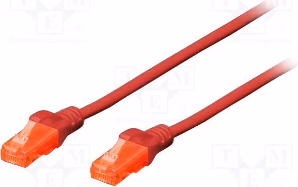 1 cavo rosso da 5 metri, categoria 5e, con connettori RJ45, modello DK-1512-050/R, rivestito in PVC
