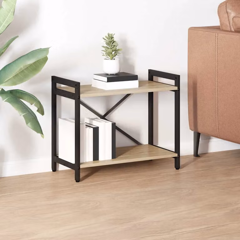 Libreria industrial vidaXL in legno e metallo, colore marrone, L: 60 cm, P: 30 cm, H: 50 cm