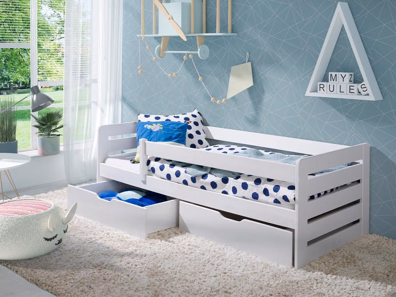Letto per bambini con barriera 80x180 COCHEM - bianco