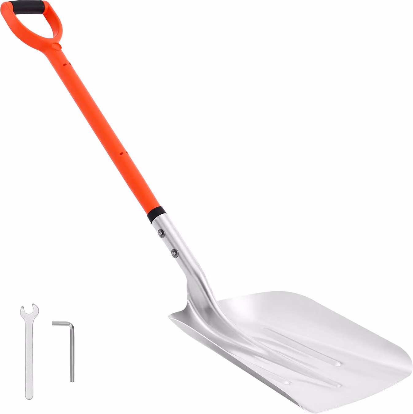 SucceBuy pala da neve in lega di alluminio, 350x400 mm, con manico a D, strumento portatile per lo sgombero della neve in giardino, in auto e in campeggio
