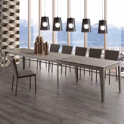 Tavolo rettangolare allungabile piano in vetro o in ceramica Long Way