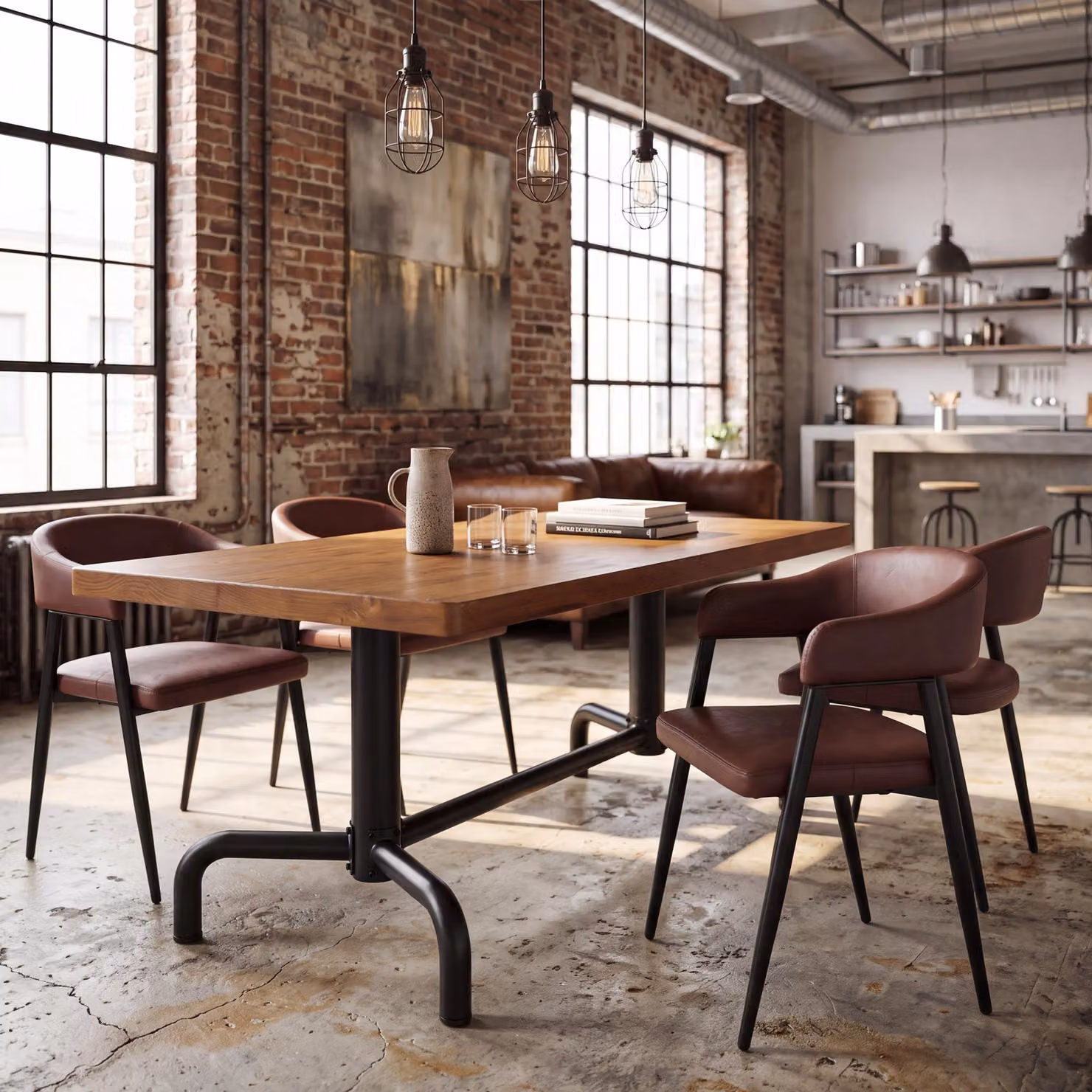Tavolo da pranzo MCW-P31, tavolo da pranzo in legno industriale 140x80cm ~ naturale, struttura nera