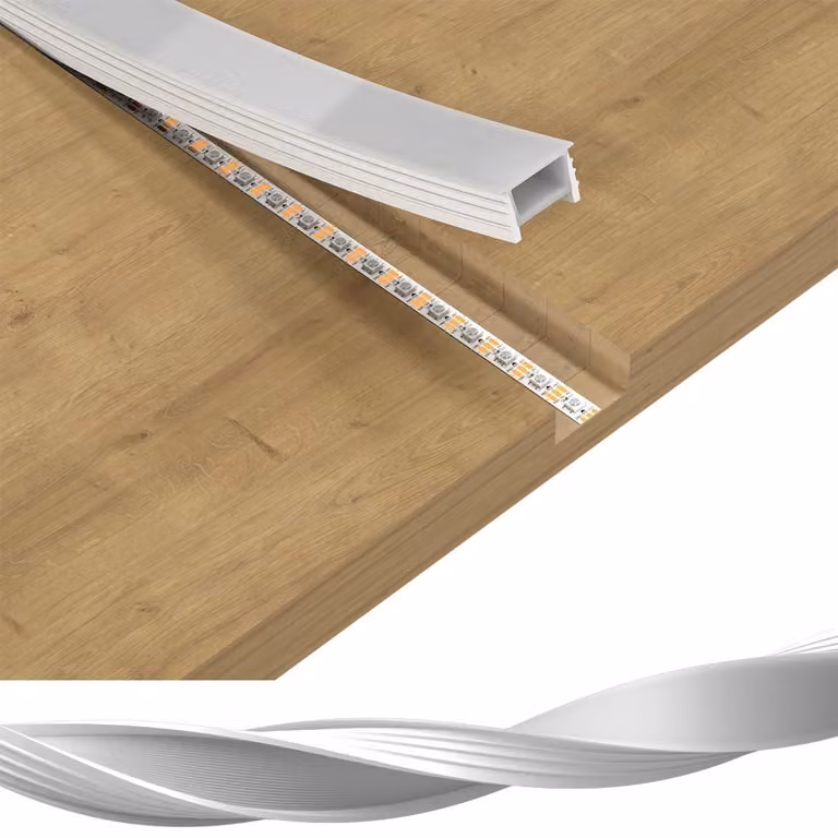 Profil in silicone LED neon, flessibile, bianco opaco, per strisce LED fino a 12 mm
