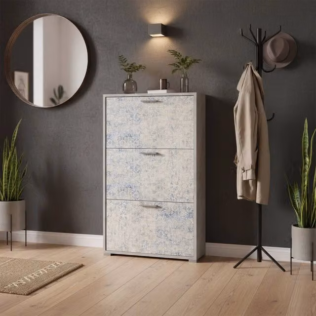 Mobile Portascarpe Axinite DMORA Grigio, L: 67 cm, P: 28 cm, H: 112 cm