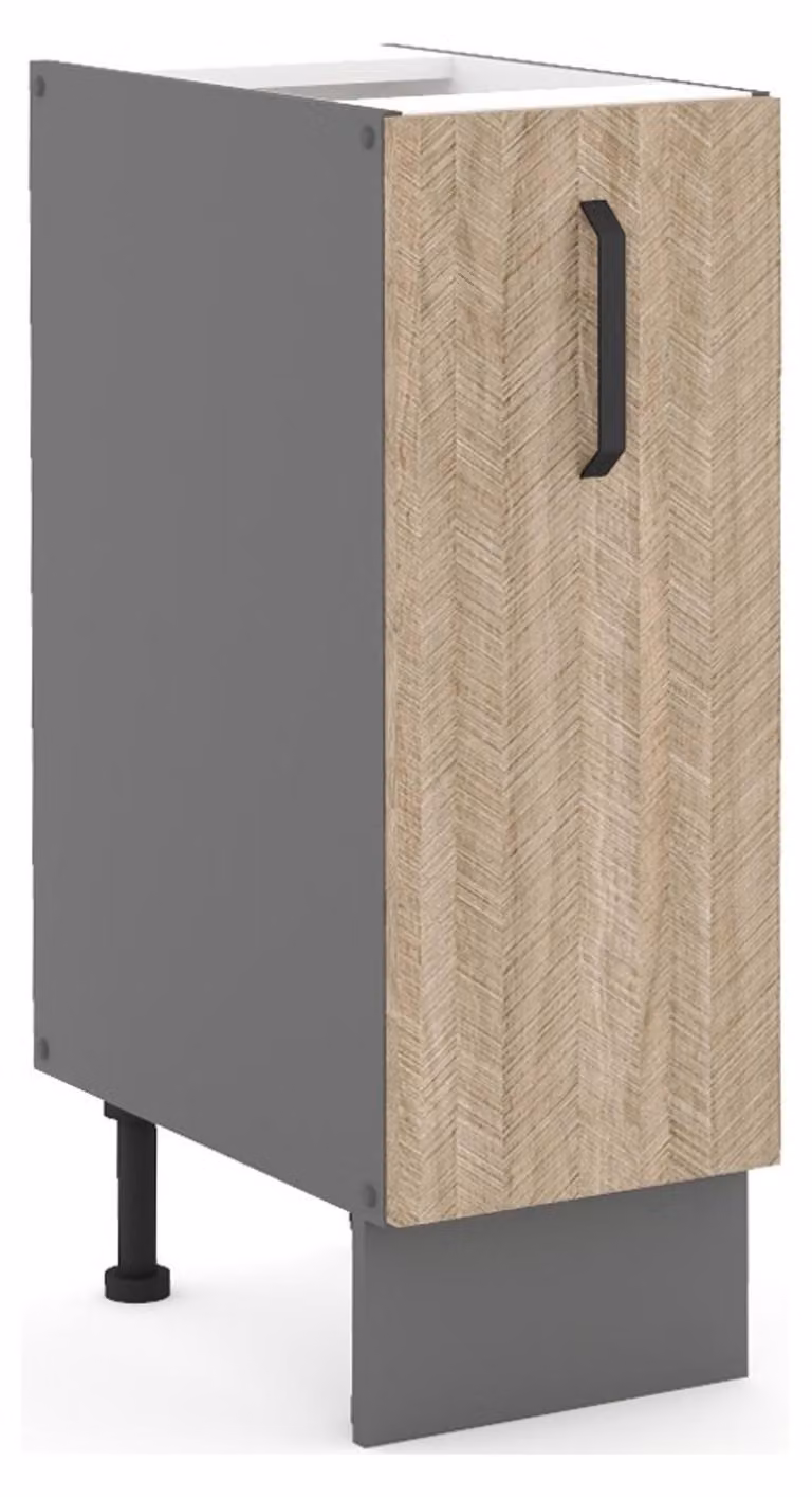 Cucina SCANDI: mobile basso da 30 cm con cassettiera a spina di pesce, angolo cottura, blocco cucina