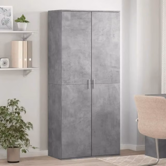 Scarpiera-Scaffale per scarpe Grigio Cemento 80x39x178 cm in Legno Multistrato