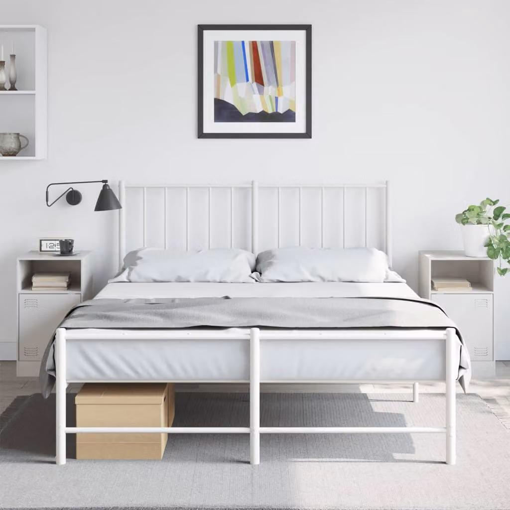 Set di 2 comodini vidaXL bianchi in metallo da appendere al muro L/P/H: 34,5 x 39 x 62 cm