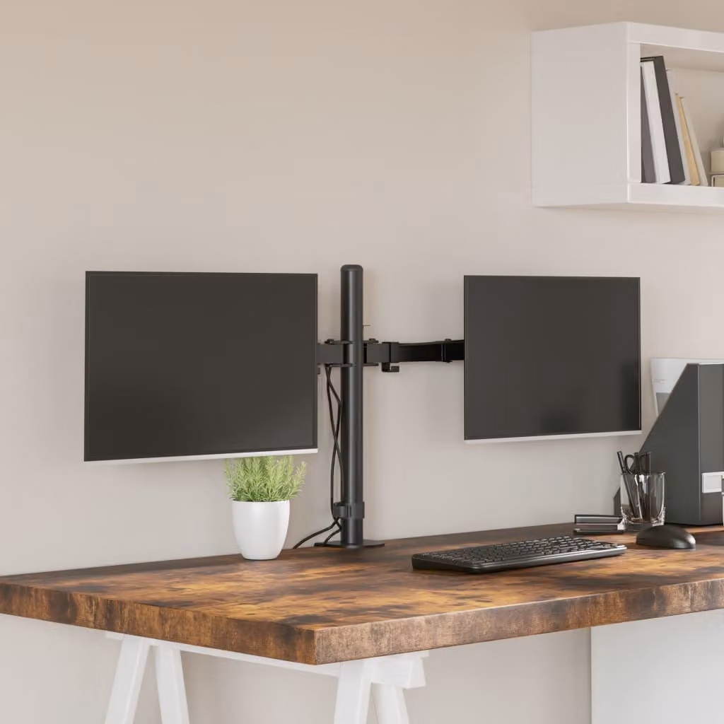 vidaXL Supporto per Doppio Monitor in Acciaio Nero VESA 75x75 mm
