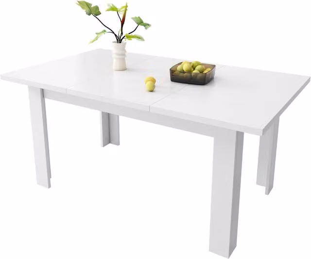 Tavolo da pranzo con vano nascosto e piano sollevabile; per cucina e soggiorno; 120 × 70 cm; in MDF; bianco