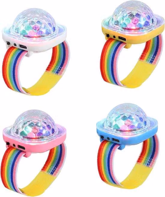 Mini luci da festa a LED, set da 4, portatili, controllabili tramite comando vocale, ricaricabili tramite USB, con 4 colori (rosso/giallo/blu/bianco)