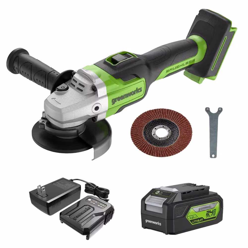 Greenworks POWERALL 24V Smerigliatrice angolare - Batteria 4Ah