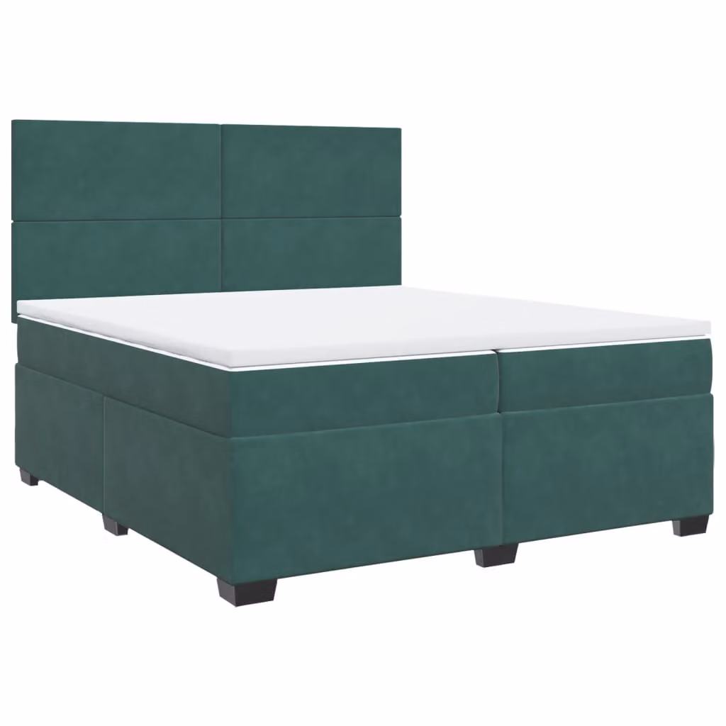 Giroletto a Molle con Materasso Verde Scuro 200x200 cm Velluto