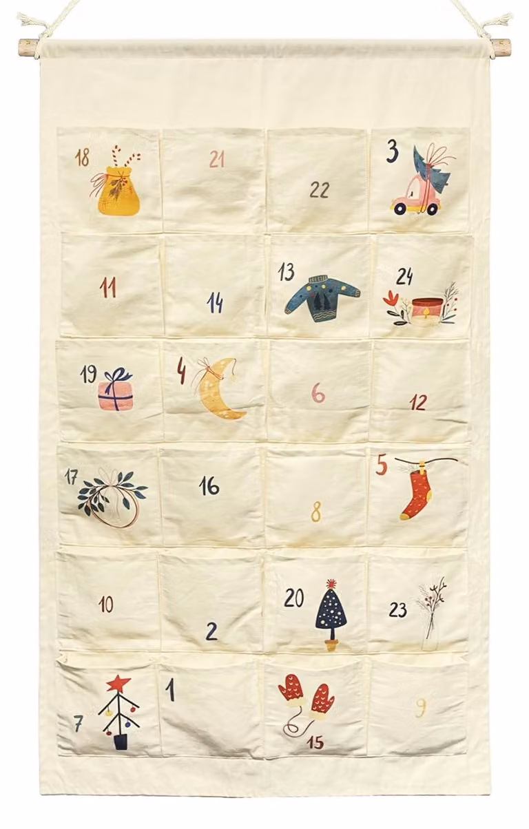 Calendario dell'Avvento con 24 Sacchetti Riutilizzabili per Bambini