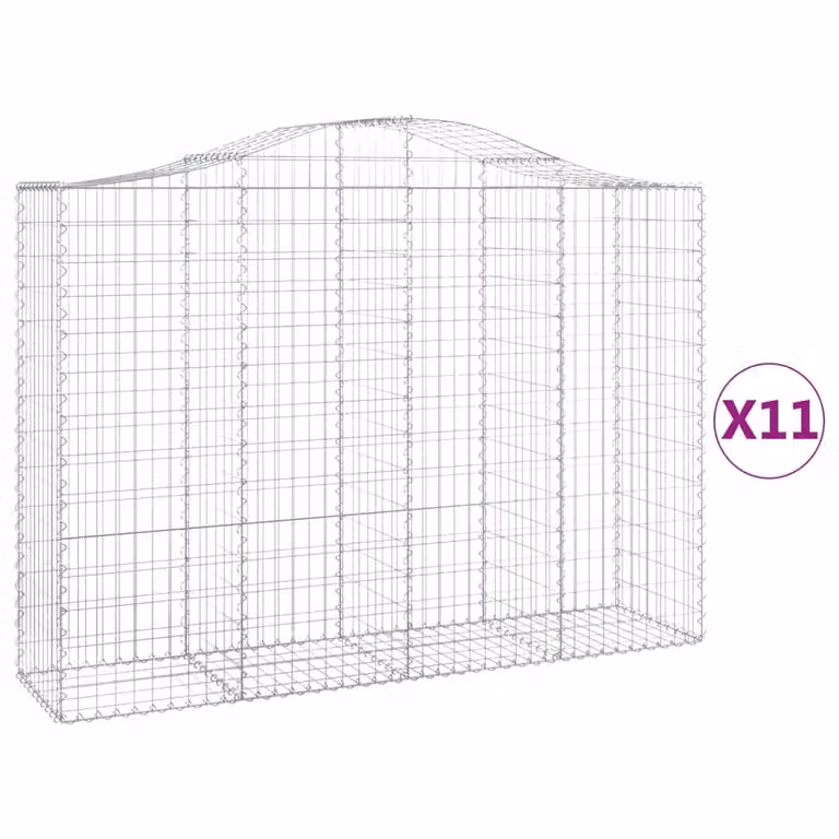 Cesti Gabbioni ad Arco 11 pz 200x50x140/160 cm Ferro Zincato