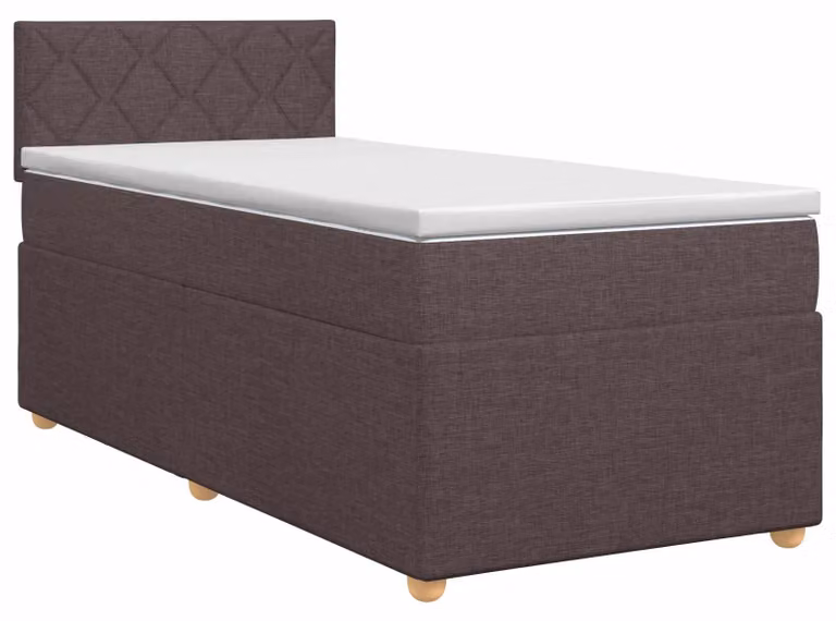 Letto a molle con materasso marrone scuro 90 x 190 cm in tessuto