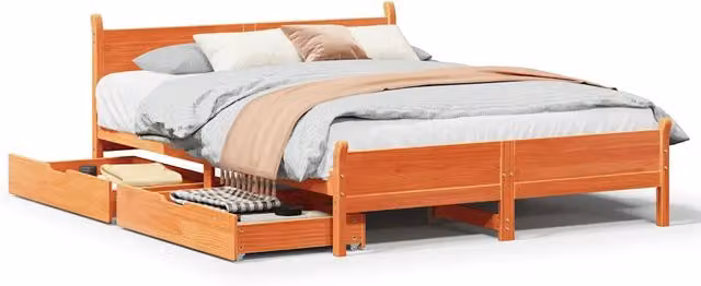 Letto matrimoniale | Letto per adulti | Letto senza Materasso Marrone Cera 160x200 cm in Legno di Pino