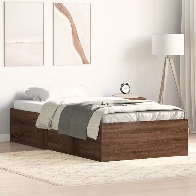 Letto con contenitore moderno vidaXL in legno di pino marrone L/P/H: 200 x 100 x 35 cm