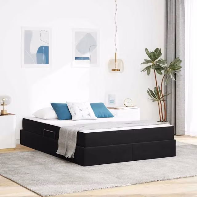 Letto con contenitore e materasso Nero 140 x 200 cm Velluto 3399726
