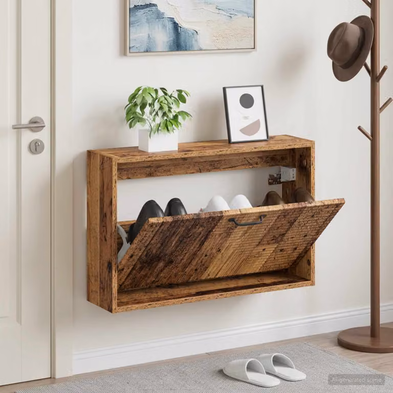 Mobiletto per scarpe da muro vidaXL HAARLEM moderno in legno e metallo L: 71 cm, P: 17 cm, H: 43 cm