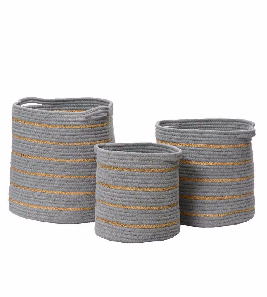Cesta intreciata grigio e oro piccola