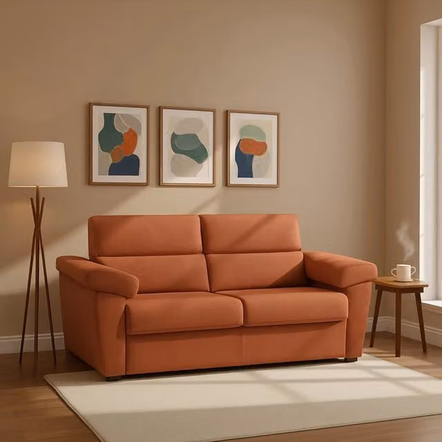 Divano Letto Seui a 2 Posti Made in Italy con Rivestimento Sfoderabile Arancione L: 185 cm, P: 95 cm – 1
