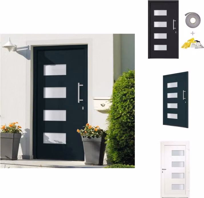 vidaXL Porta d'ingresso in alluminio e PVC antracite 100x210 cm - Porte d'ingresso