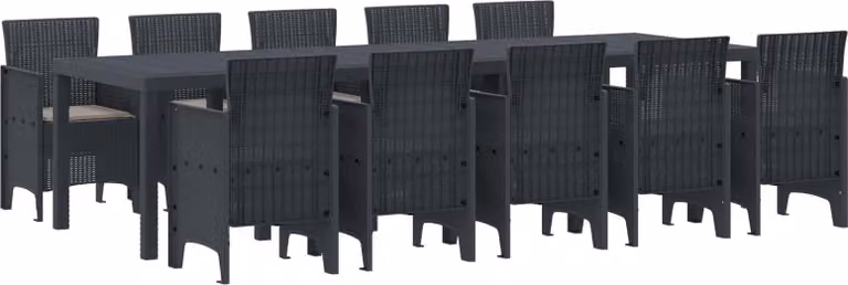 Set da Pranzo per Giardino 11 pcs Antracite Poly Rattan