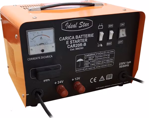 Caricabatteria Avviatore CAR20 R B Ideal Star Funzione Tensione 12 e 24 V
