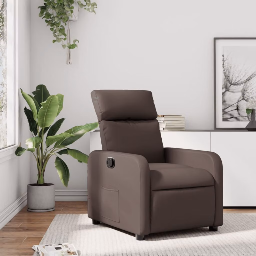 Poltrona Reclinabile Relax vidaXL in Similpelle Marrone con Braccioli e Regolazione Manuale