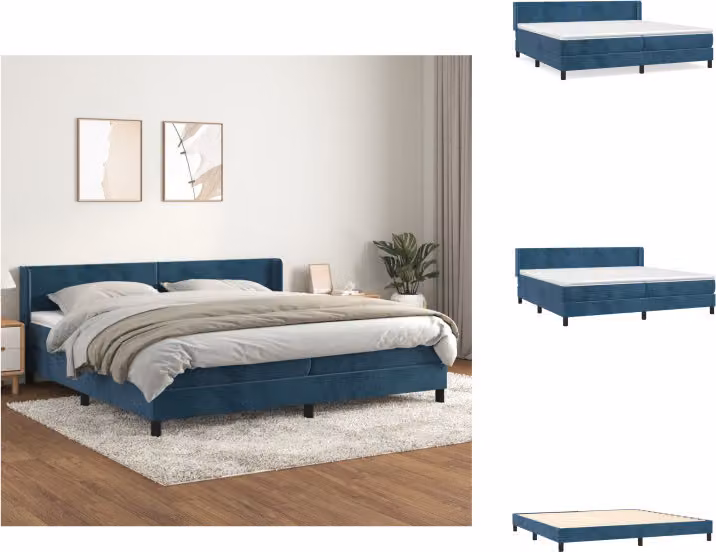 vidaXL Letto a molle con materasso blu scuro 200x200 cm in velluto - Letti e strutture letto