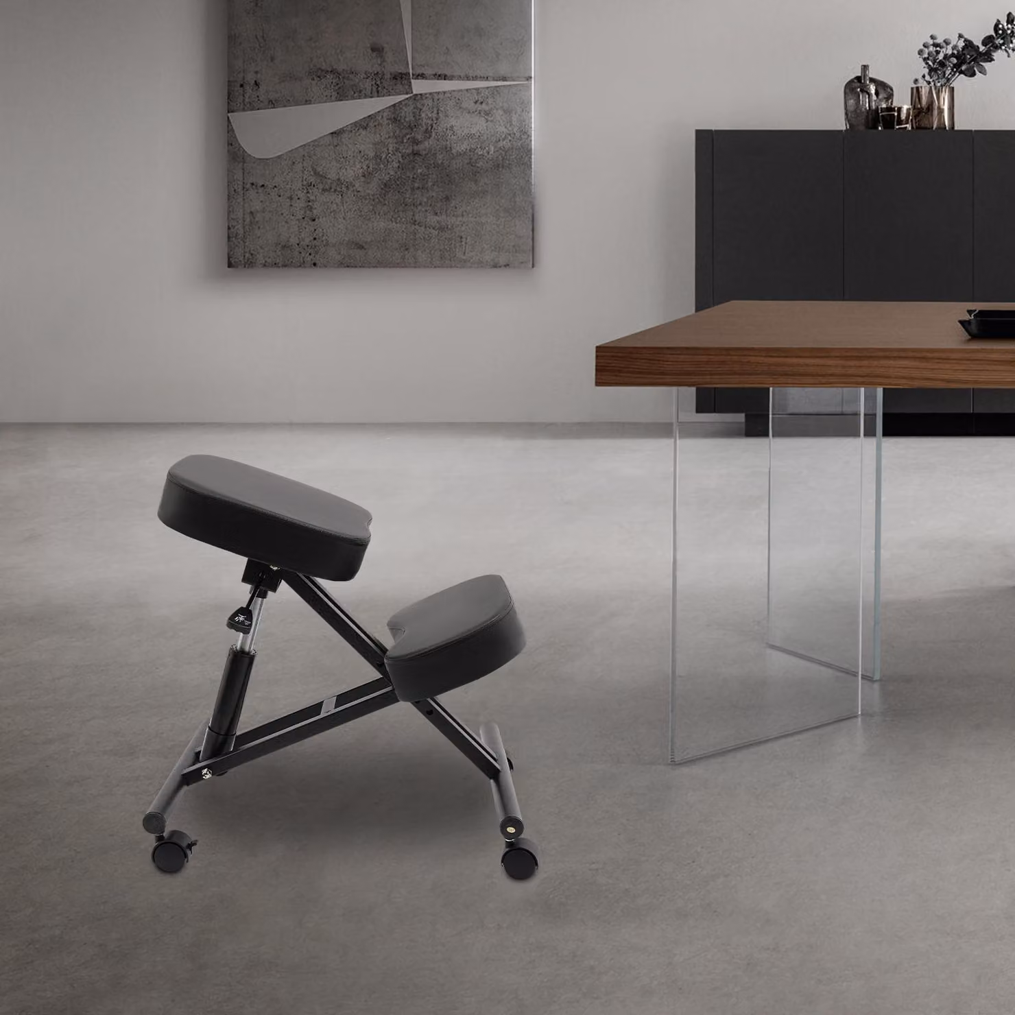 Sgabello ergonomico per seduta a ginocchia - Altezza regolabile da 50 a 60 cm - Capacità di carico: 100 kg