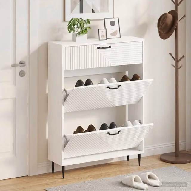 Mobile per scarpe moderno vidaXL con scomparti basculanti e ripiani, L: 78 cm, P: 24 cm, H: 103 cm