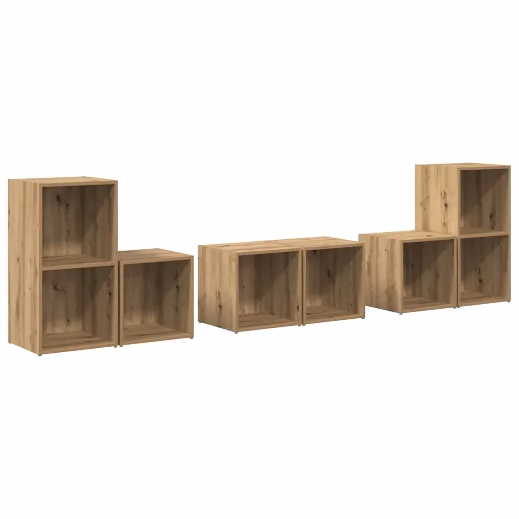 Set di 6 mobili TV moderni vidaXL in legno rovere marrone per soggiorno, montaggio a parete – 2