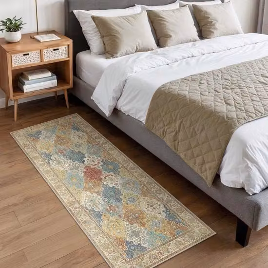 Passatoio BEIMO con stile floreale multicolore, antiscivolo e lavabile, L 80 cm x P 200 cm
