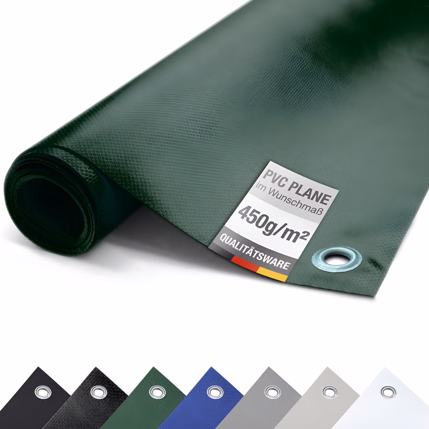 (450g/m²) Telone per camion/telo in PVC con occhielli, telone di copertura (verde RAL6005, 3m x 11m)