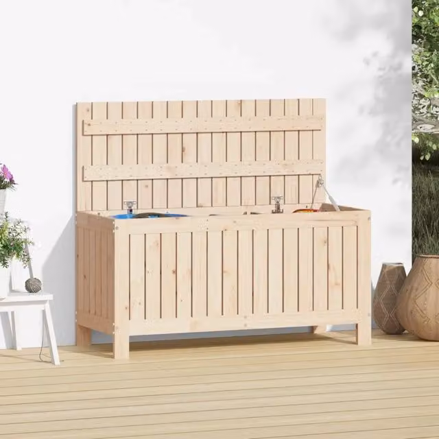 Contenitore da giardino vidaXL in legno massello di pino color marrone e beige, L 108 cm, P 42,5 cm, H 54 cm