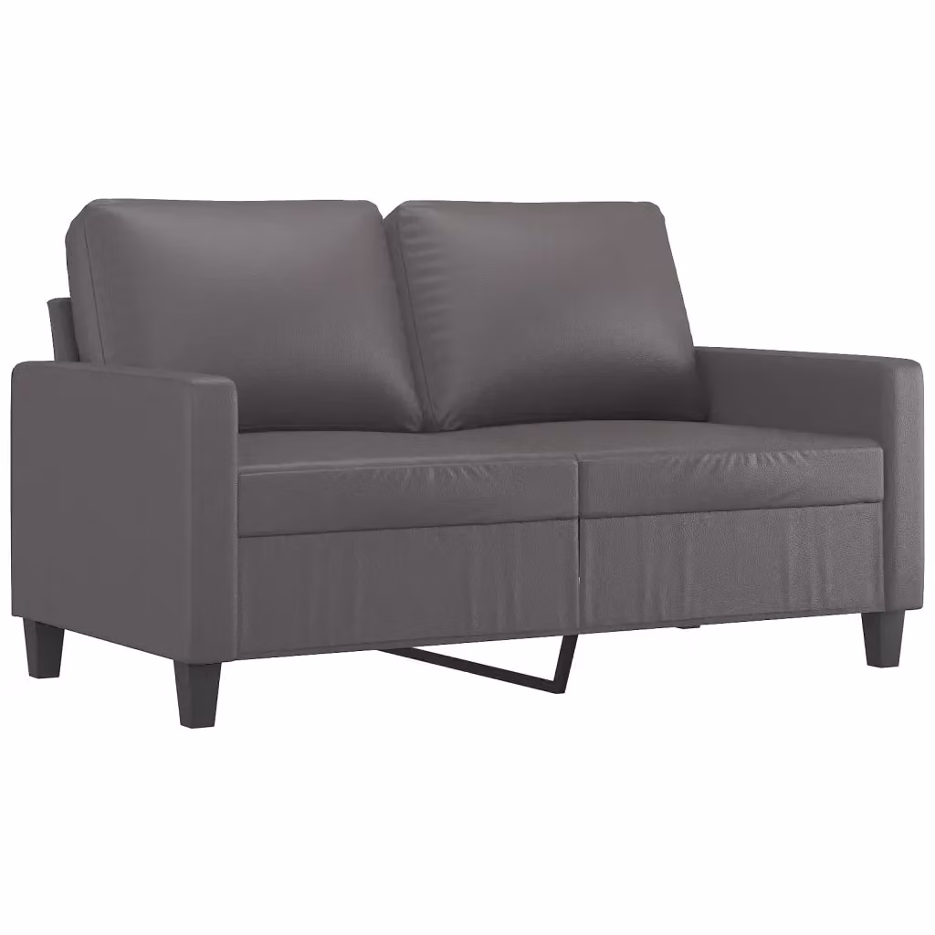 Divano a 2 posti moderno vidaXL in similpelle grigia con struttura in metallo per il tuo soggiorno L: 138 cm, P: 77 cm, H: 80 cm – 2