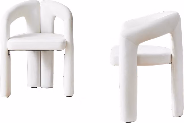 Sedia da sala da pranzo con braccioli ergonomici e schienale avvolgente, in velluto beige, portata 150 kg