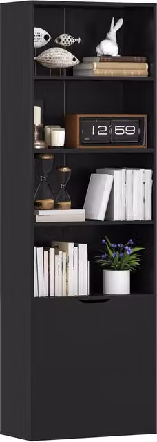 Libreria Xylo con ante e ripiani in legno nero L: 59 cm, P: 29 cm, H: 180 cm – 1