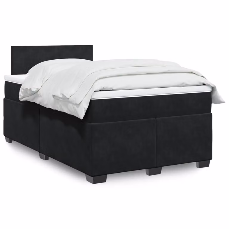 vidaXL Giroletto a Molle con Materasso in Velluto Nero L/P/H: 120 x 200 cm