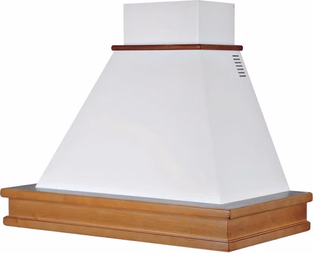 Cappa aspirante SYENE in acciaio inox bianco e cornice in legno cm 90