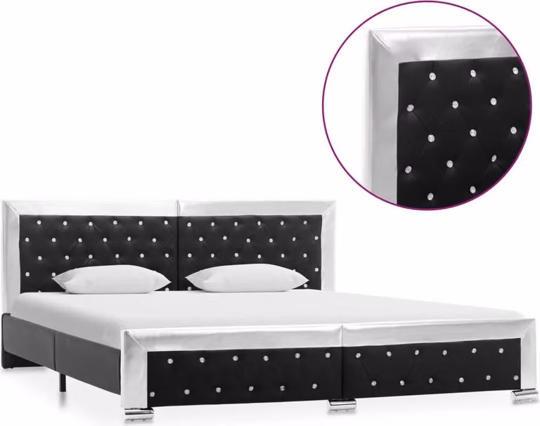 Struttura letto in ecopelle nera 180×200 cm