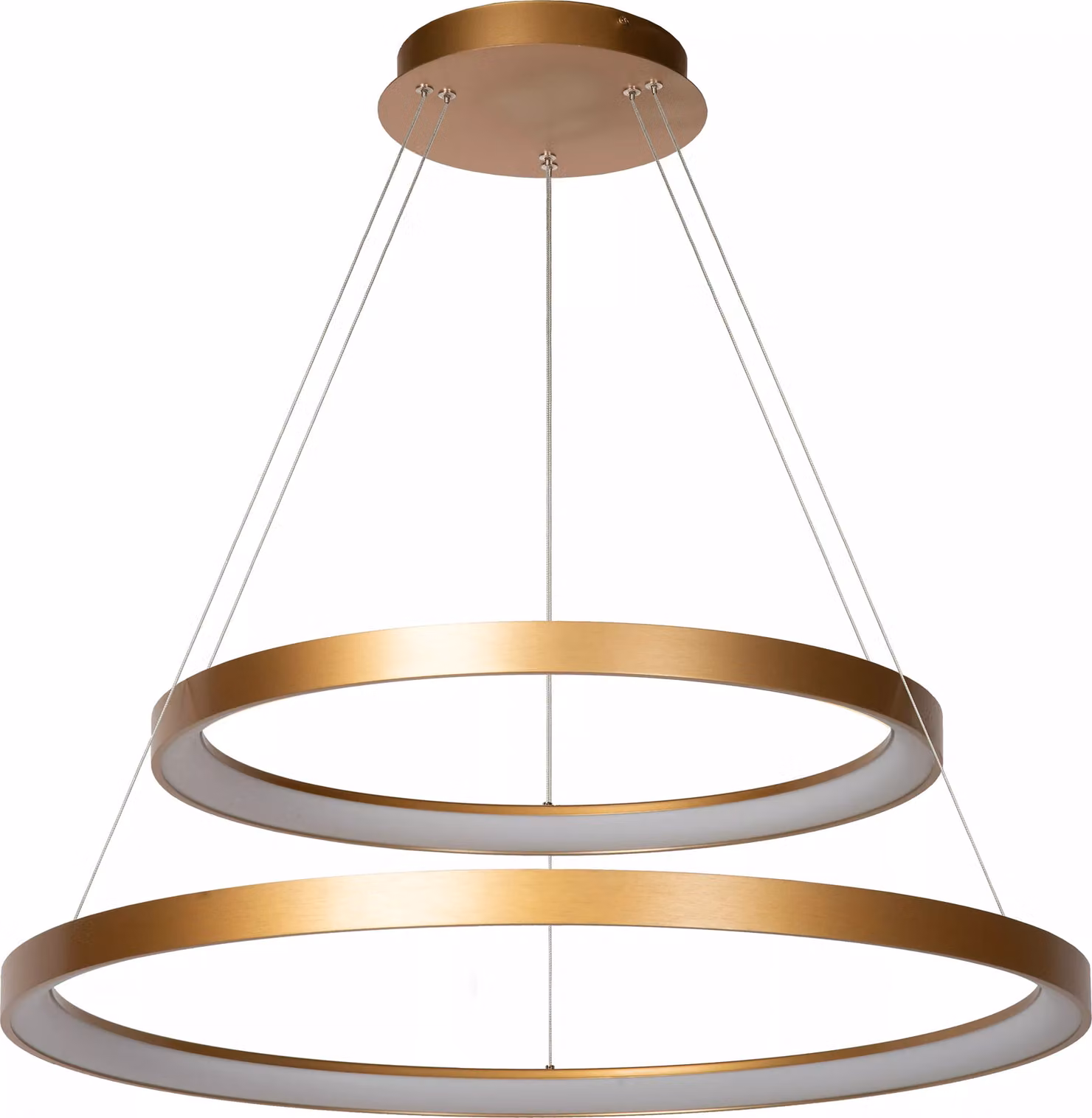 Lampada a sospensione a doppio anello dorata VIDAL LED 92W Lucide